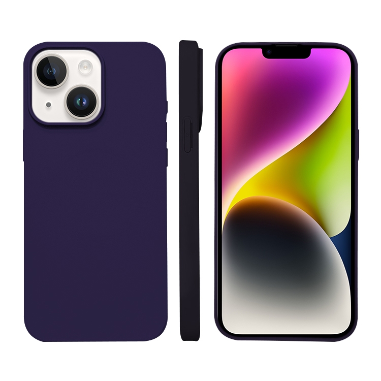 

For iPhone 14 Plus Liquid Silicone Phone MagSafe Case(Dark Purple)