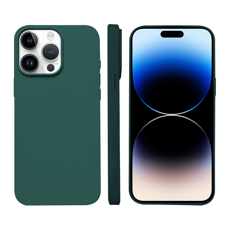 For iPhone 14 Pro Liquid Silicone Phone MagSafe Case(Dark Green)