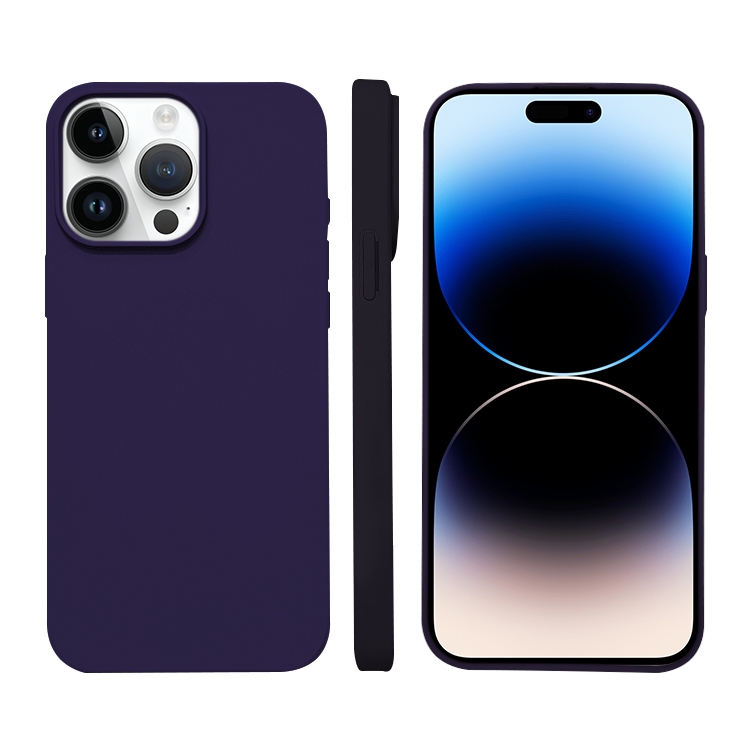 

For iPhone 14 Pro Liquid Silicone Phone MagSafe Case(Dark Purple)