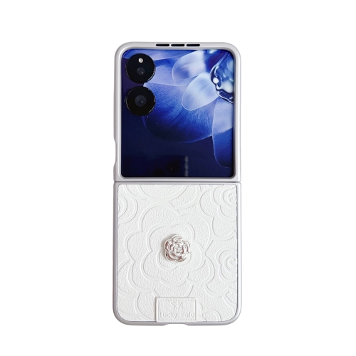 

For Xiaomi Mix Flip 3D Camellia Plaid Fabric DIY PC Phone Case(White)