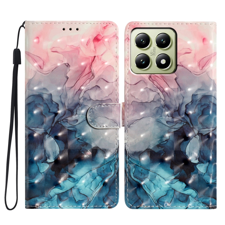 

For Xiaomi 14T 3D Pattern Leather Phone Case(3D Pink Blue Marble)