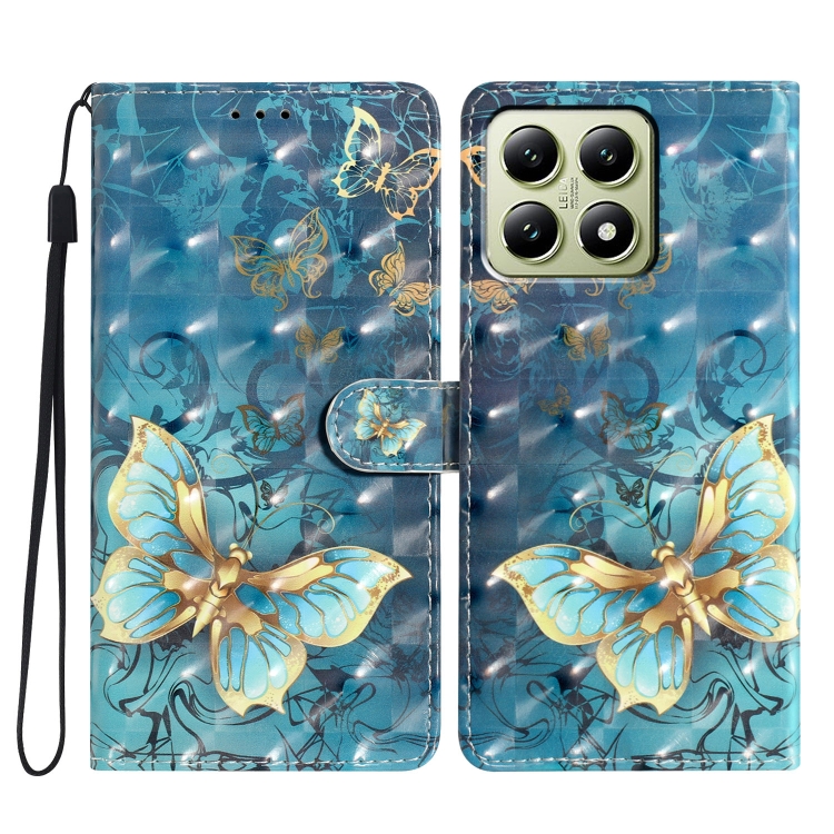 

For Xiaomi 14T 3D Pattern Leather Phone Case(3D Butterfly)