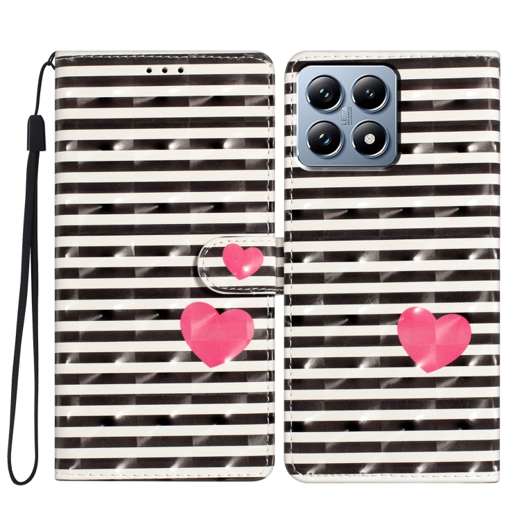

For Xiaomi 14T Pro 3D Pattern Leather Phone Case(Striped Heart)