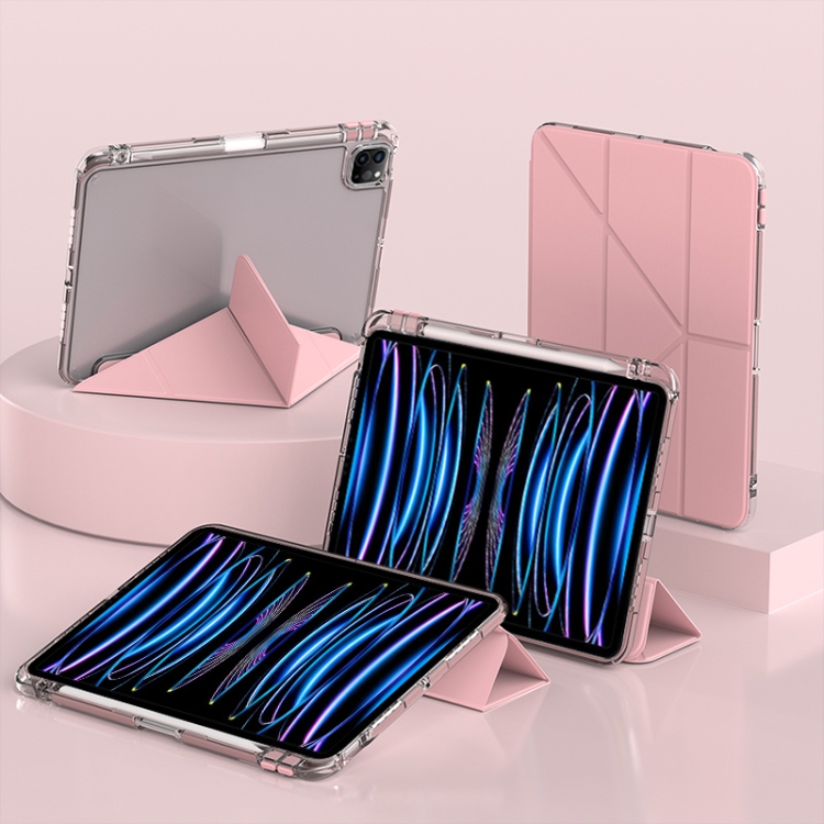 

For iPad Air 13 2024 / 2025 mutural Y-Shape Deformation Leather Tablet Case(Pink)