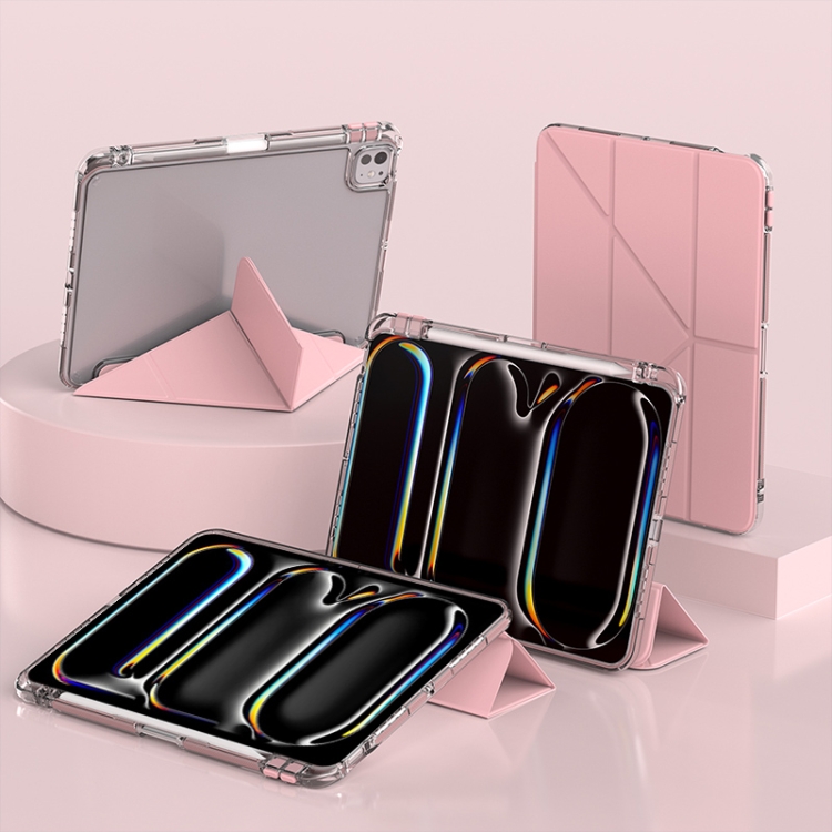 

For iPad Pro 11 2024 mutural Y-Shape Deformation Leather Tablet Case(Pink)