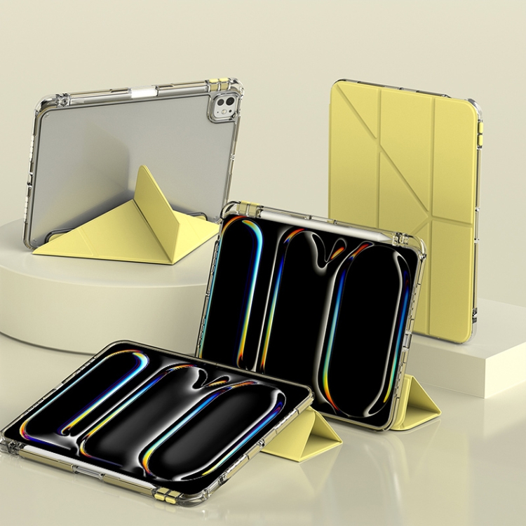 

For iPad Pro 11 2024 mutural Y-Shape Deformation Leather Tablet Case(Yellow)