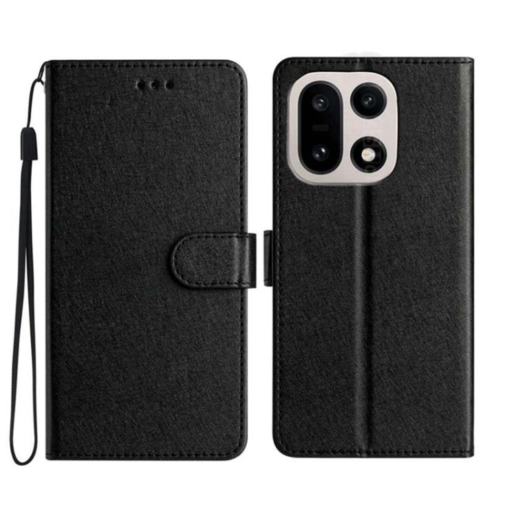 

For OnePlus 15 Silk Texture Horizontal Flip Leather Phone Case(Black)