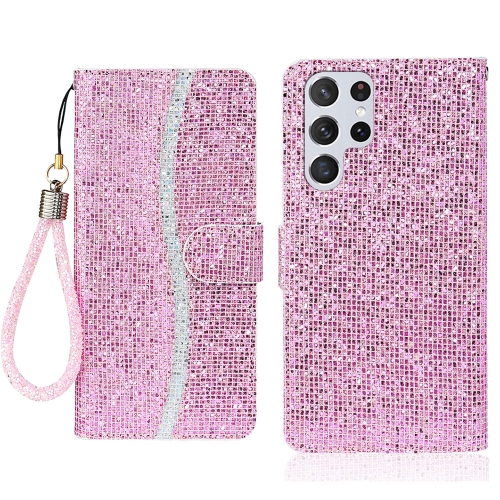 

For Samsung Galaxy S25 Ultra 5G Glitter Powder Filp Leather Phone Case(Pink)