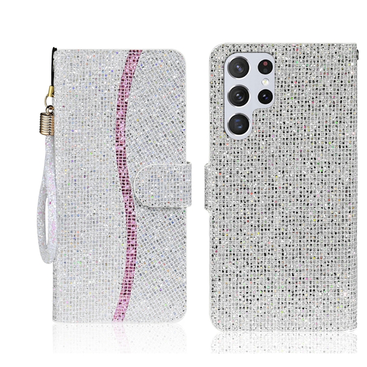 

For Samsung Galaxy S25 Ultra 5G Glitter Powder Filp Leather Phone Case(Silver)