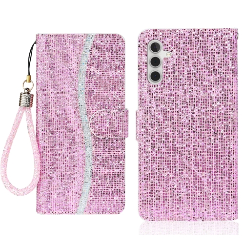 

For Samsung Galaxy S24 FE 5G Glitter Powder Filp Leather Phone Case(Pink)