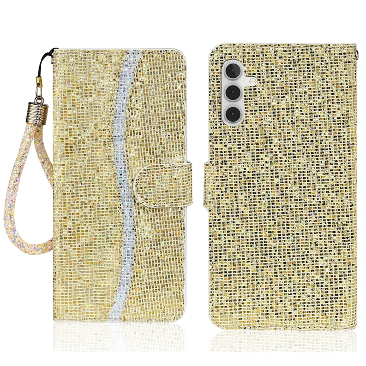 

For Samsung Galaxy S24 FE 5G Glitter Powder Filp Leather Phone Case(Gold)
