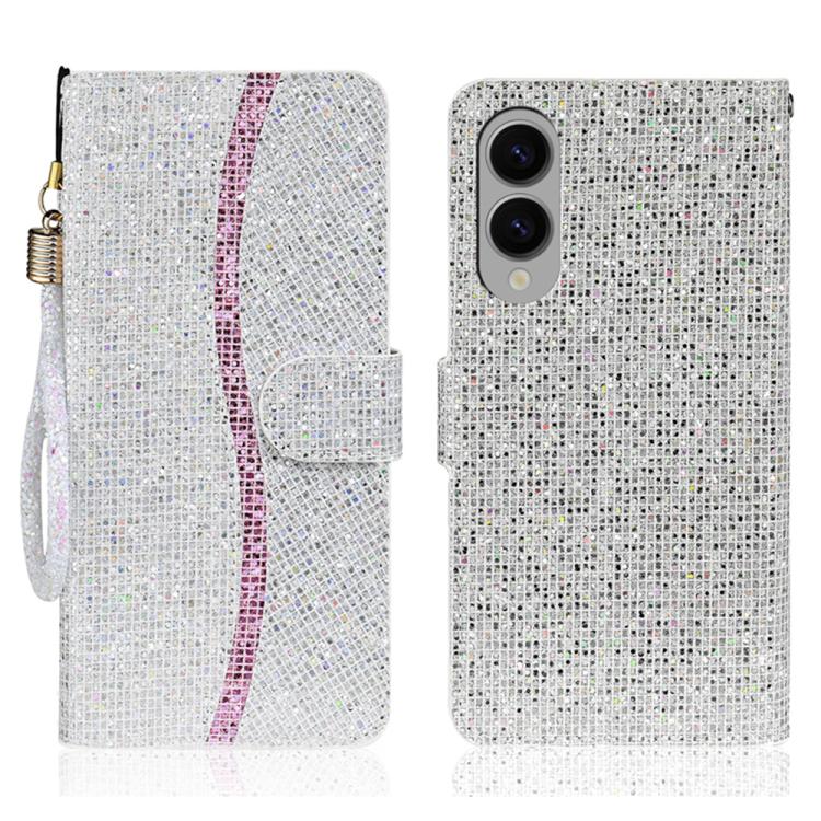 

For Samsung Galaxy S25 Edge 5G Glitter Powder Filp Leather Phone Case(Silver)