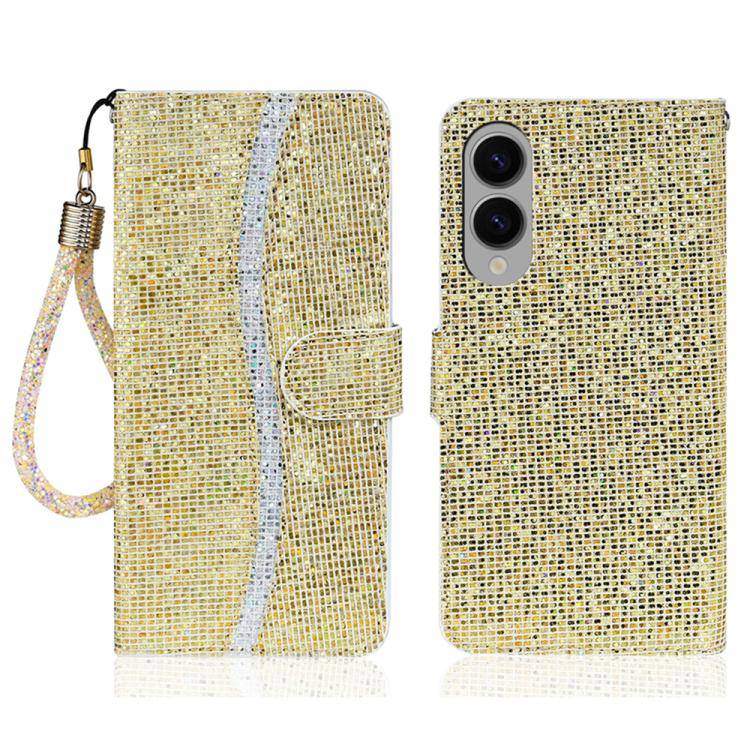 

For Samsung Galaxy S25 Edge 5G Glitter Powder Filp Leather Phone Case(Gold)