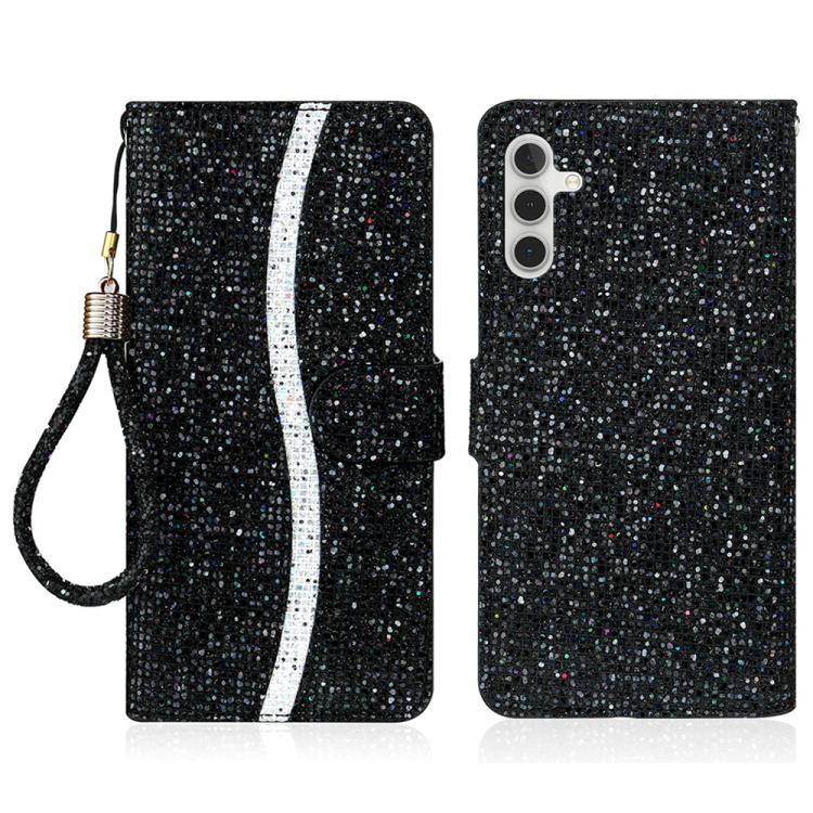 

For Samsung Galaxy S25 FE 5G Glitter Powder Filp Leather Phone Case(Black)