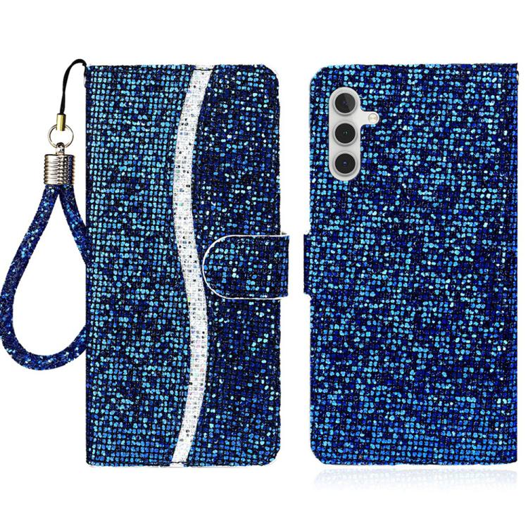 

For Samsung Galaxy S25 FE 5G Glitter Powder Filp Leather Phone Case(Blue)