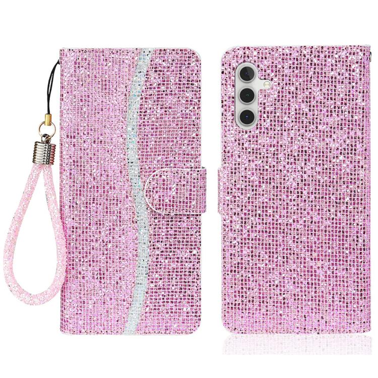 

For Samsung Galaxy S25 FE 5G Glitter Powder Filp Leather Phone Case(Pink)