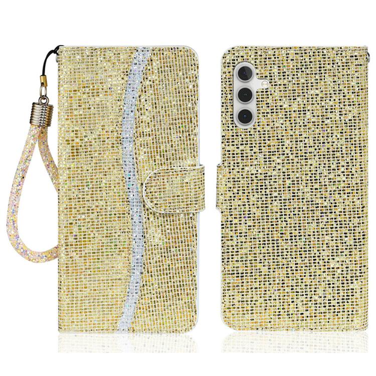 

For Samsung Galaxy S25 FE 5G Glitter Powder Filp Leather Phone Case(Gold)