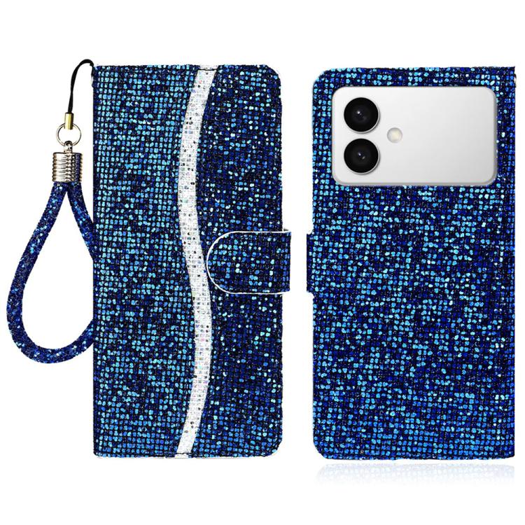 

For Samsung Galaxy S26 Edge 5G Glitter Powder Filp Leather Phone Case(Blue)