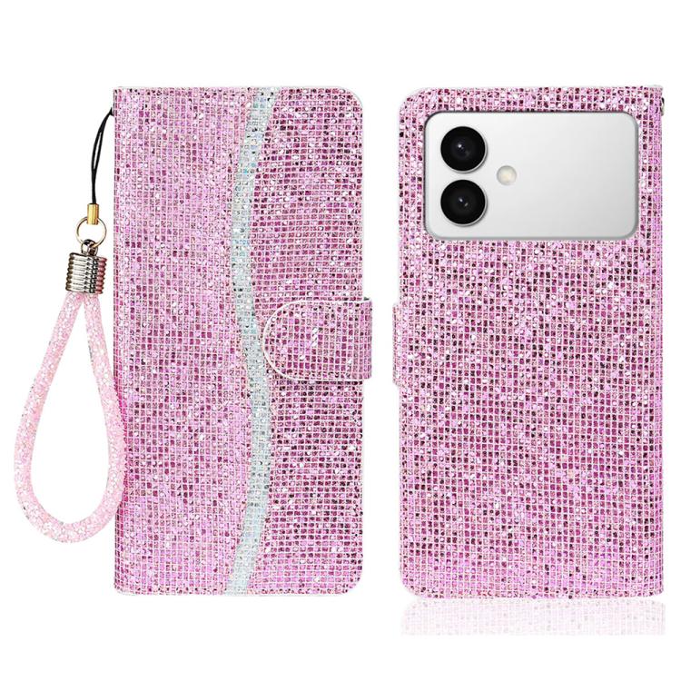 

For Samsung Galaxy S26 Edge 5G Glitter Powder Filp Leather Phone Case(Pink)