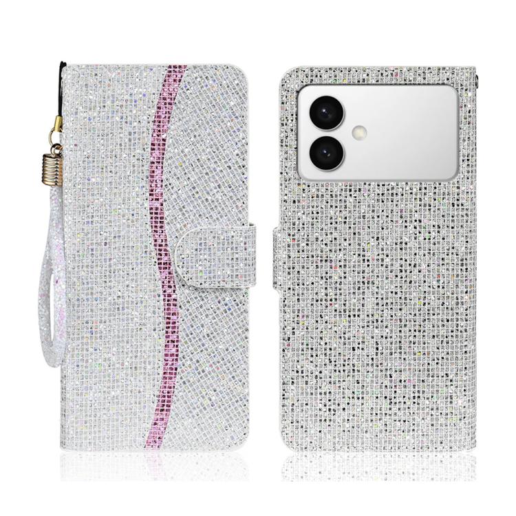 

For Samsung Galaxy S26 Edge 5G Glitter Powder Filp Leather Phone Case(Silver)