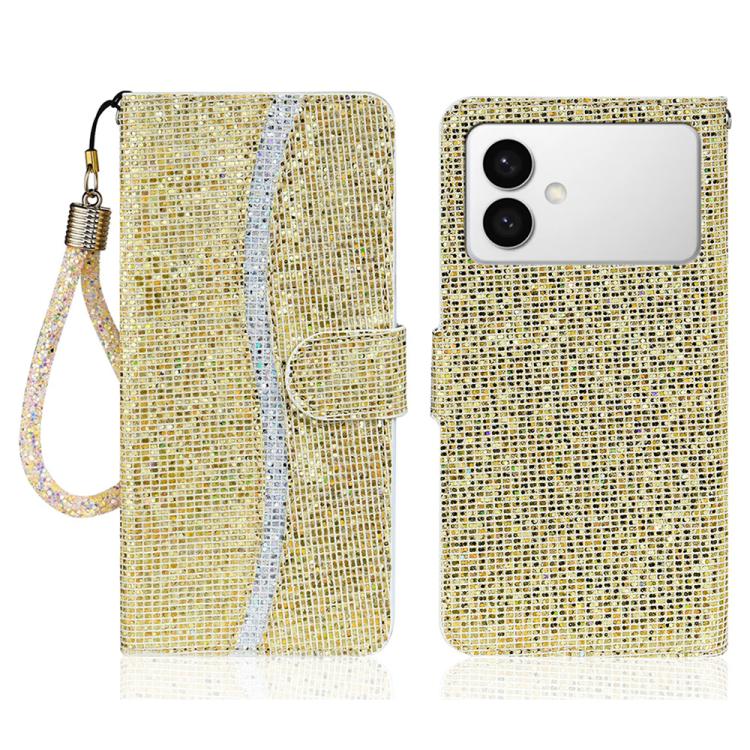 

For Samsung Galaxy S26 Edge 5G Glitter Powder Filp Leather Phone Case(Gold)
