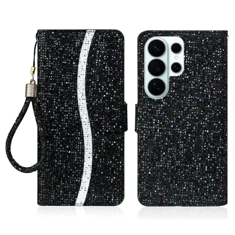 

For Samsung Galaxy S26 Ultra 5G Glitter Powder Filp Leather Phone Case(Black)