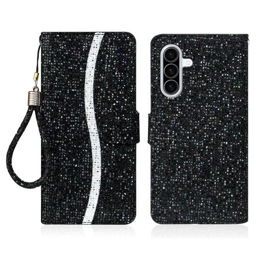 

For Samsung Galaxy A56 5G Glitter Powder Filp Leather Phone Case(Black)