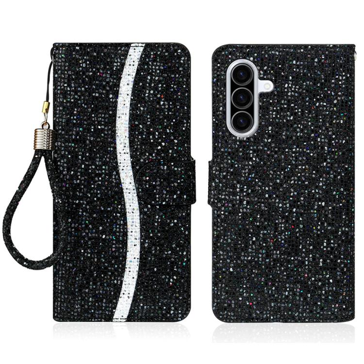 

For Samsung Galaxy A57 5G Glitter Powder Filp Leather Phone Case(Black)