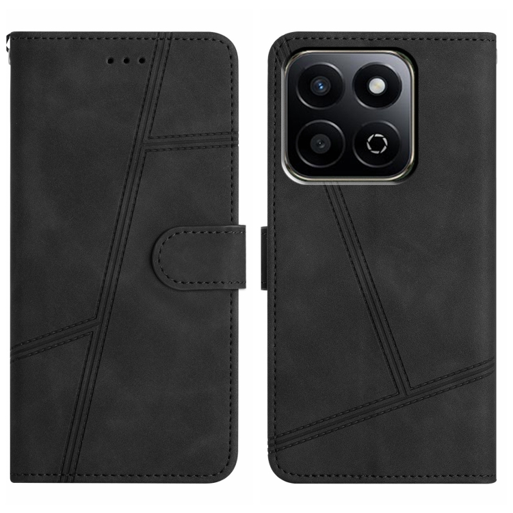

For Honor X7C 4G / 200 Smart Skin-feel Stitching Leather Phone Case(Black)