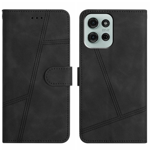 

For Motorola Moto G75 Skin-feel Stitching Leather Phone Case(Black)