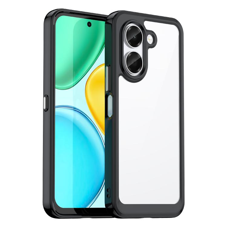 For Honor X7e 4G Colorful Series Acrylic Hybrid TPU Phone Case(Black)