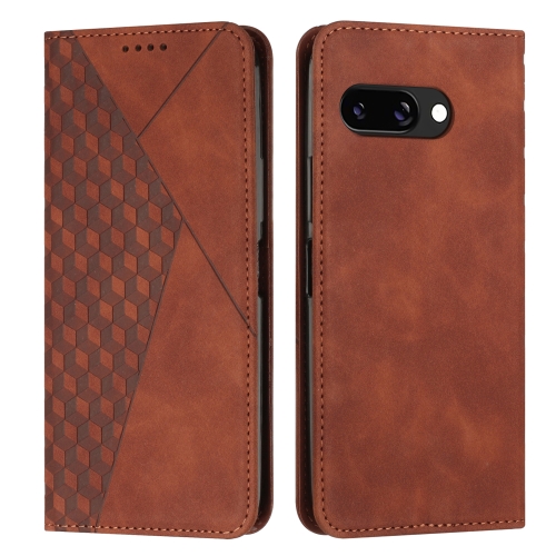 

For Google Pixel 9a Diamond Splicing Skin Feel Magnetic Leather Phone Case(Brown)