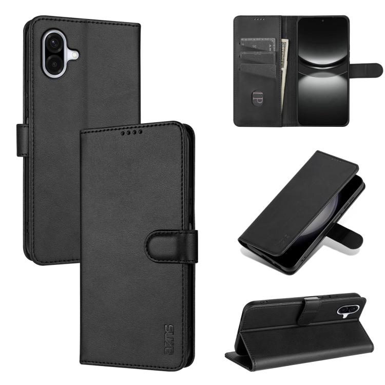 

For Samsung Galaxy A07 4G AZNS Skin Feel Calf Texture Flip Leather Phone Case(Black)