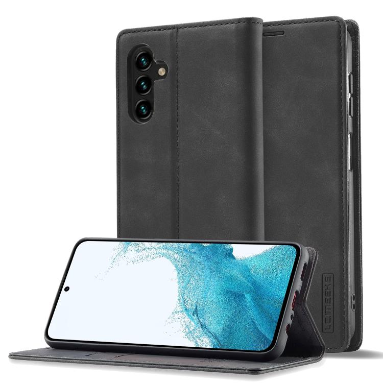 For Galaxy A18 5G/A18 4G LC.IMEEKE Strong Magnetism Microfiber Leather Phone Case(Black)