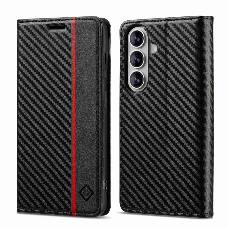 For Galaxy A18 5G/A18 4G LC.IMEEKE Carbon Fiber Leather Phone Case(Vertical Black)