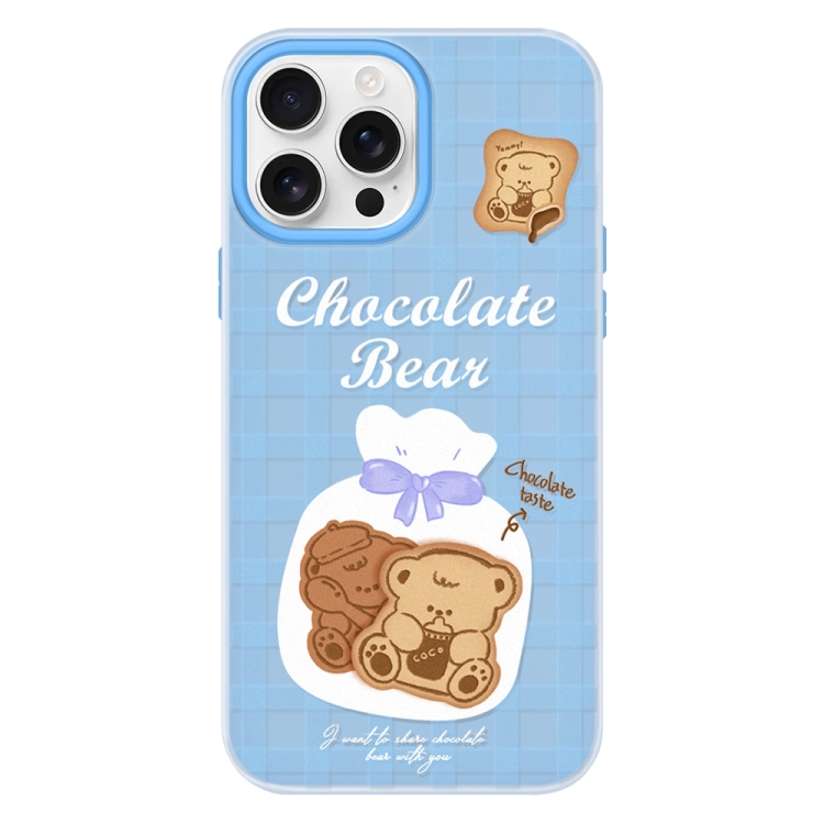 

For iPhone 16 Pro Skin Feeling Jelly TPU Hybrid PC Phone Case(Biscuit Bear Blue)