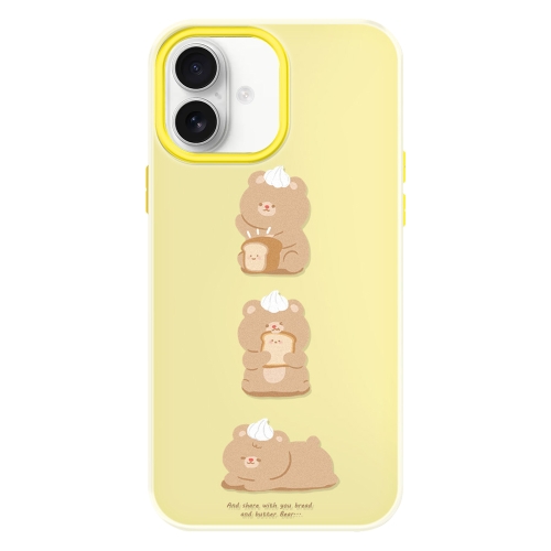 

For iPhone 16 Plus Skin Feeling Jelly TPU Hybrid PC Phone Case(Bread Bear Yellow)