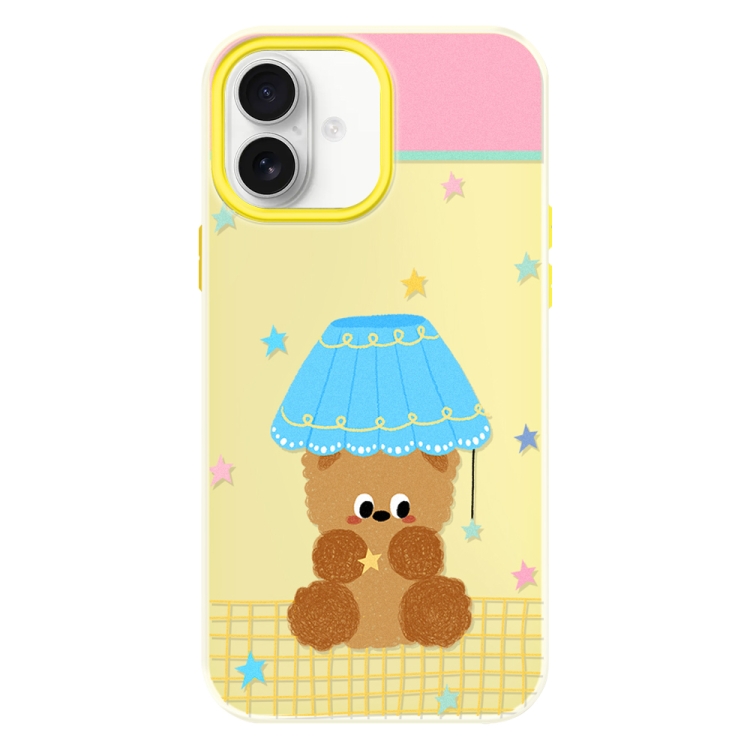 

For iPhone 16 Plus Skin Feeling Jelly TPU Hybrid PC Phone Case(Bear Table Lamp Yellow)