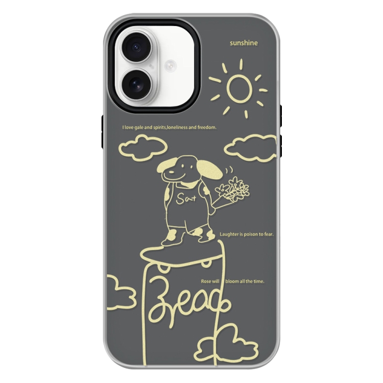 

For iPhone 16 Skin Feeling Jelly TPU Hybrid PC Phone Case(Rose Puppy Black)