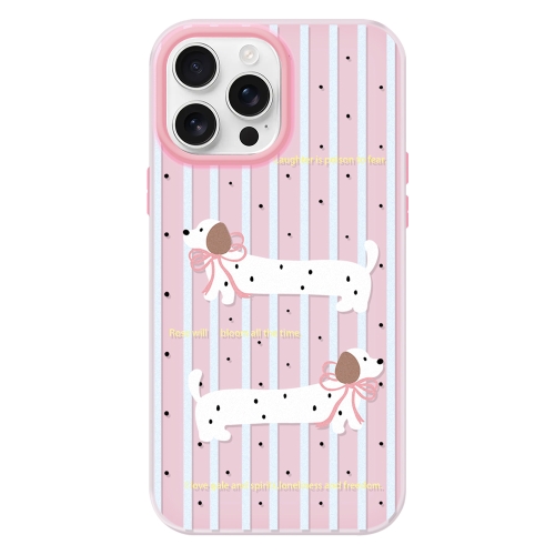 

For iPhone 15 Pro Skin Feeling Jelly TPU Hybrid PC Phone Case(Line Puppy Yellow)
