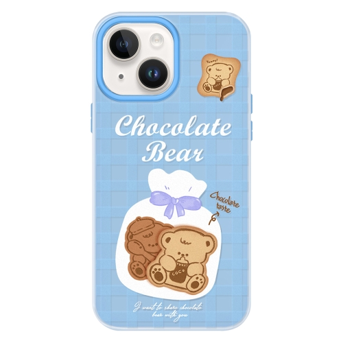 

For iPhone 15 Plus Skin Feeling Jelly TPU Hybrid PC Phone Case(Biscuit Bear Blue)
