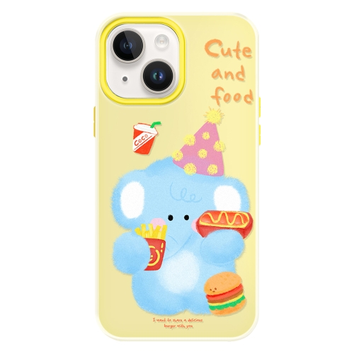 

For iPhone 15 Skin Feeling Jelly TPU Hybrid PC Phone Case(Elephant Burger Yellow)