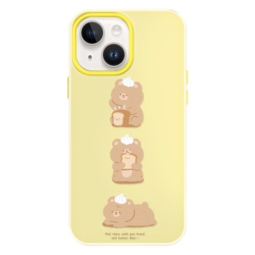 

For iPhone 15 Skin Feeling Jelly TPU Hybrid PC Phone Case(Bread Bear Yellow)