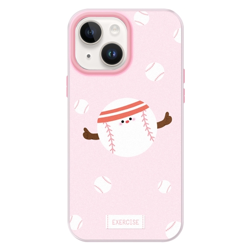 

For iPhone 14 Skin Feeling Jelly TPU Hybrid PC Phone Case(Sports Baseball Pink)
