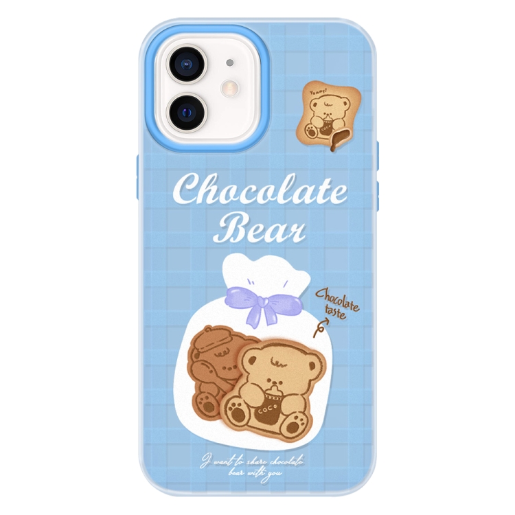 

For iPhone 12 Skin Feeling Jelly TPU Hybrid PC Phone Case(Biscuit Bear Blue)