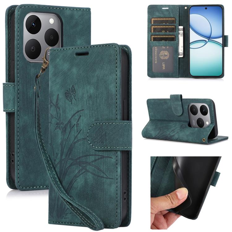 

For Xiaomi 15T 5G Orchid Butterfly Embossed Leather Phone Case(Green)