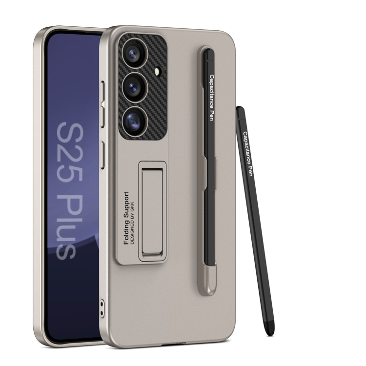 

For Samsung Galaxy S25+ 5G GKK Ultra-thin Holder Phone Case with Pen Slots & Stylus Pen(Titanium Gray)
