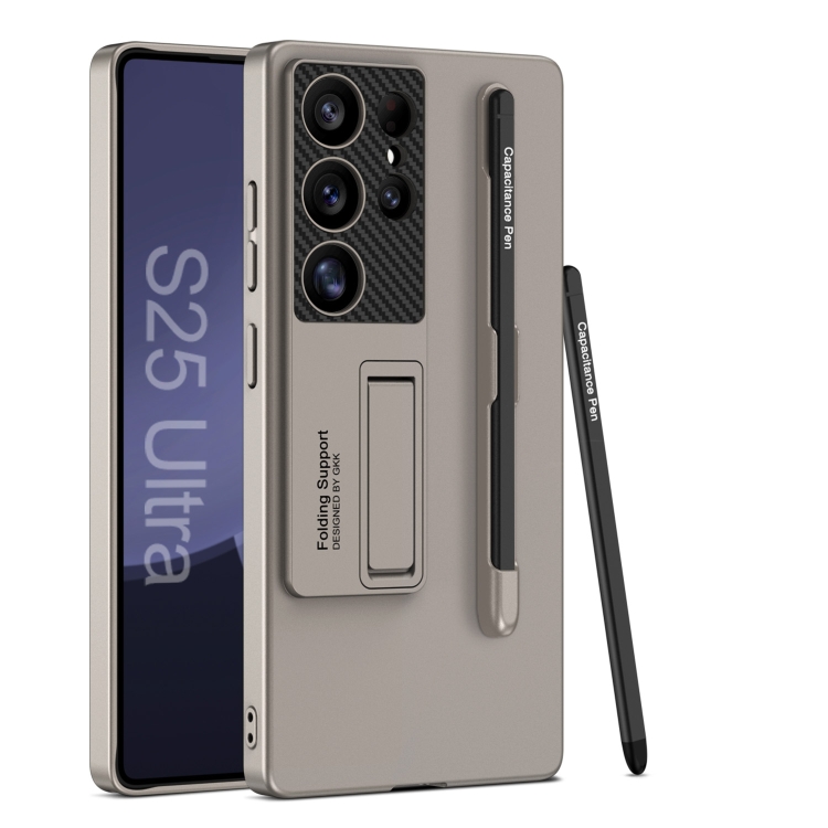 

For Samsung Galaxy S25 Ultra 5G GKK Ultra-thin Holder Phone Case with Pen Slots & Stylus Pen(Titanium Gray)