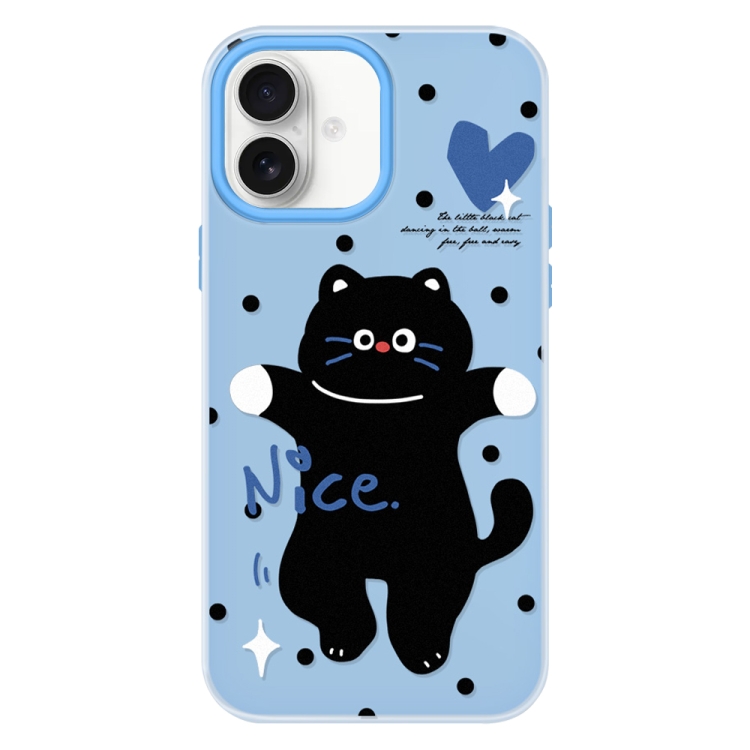 

For iPhone 16 Plus Skin Feeling Jelly TPU Hybrid PC Phone Case(Dancing Cat Blue)