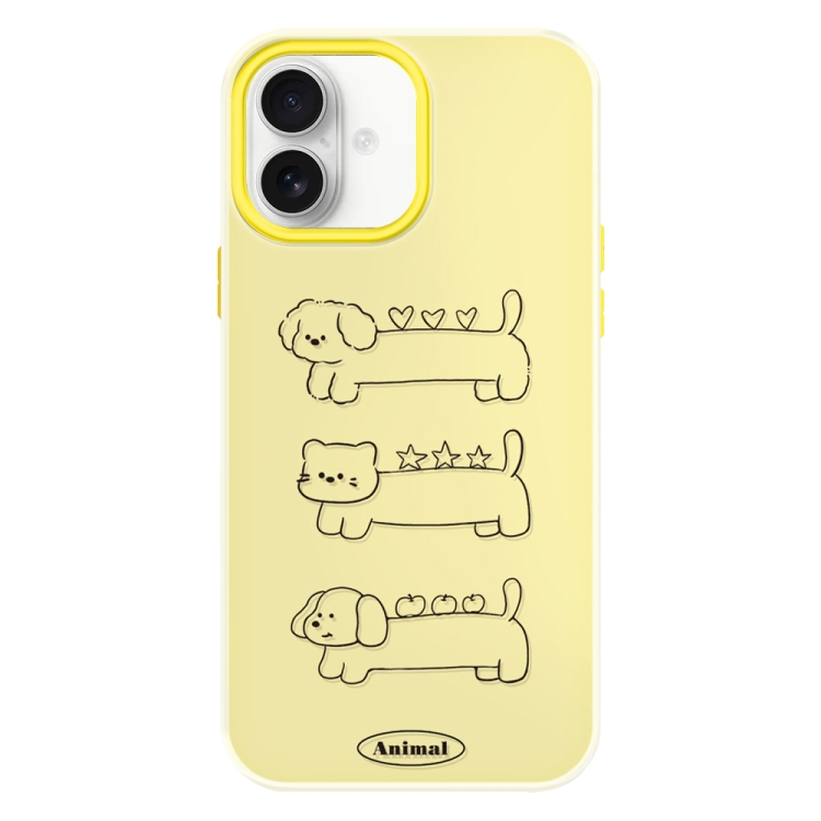 

For iPhone 16 Plus Skin Feeling Jelly TPU Hybrid PC Phone Case(Animal Lines Yellow)